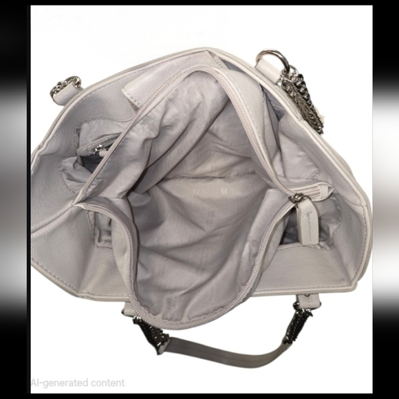 JLO Gray Faux Snakeskin Hobo/Satchel Bag Silvertone Chain Link Shoulder Straps - Picture 9 of 13